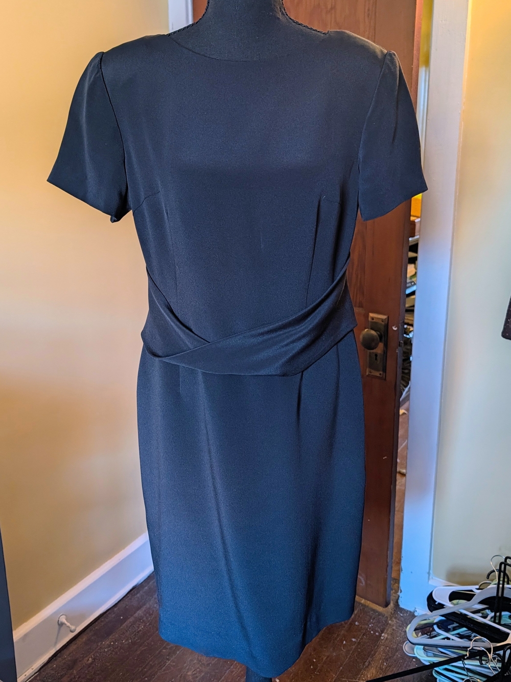 Talbots Black Silk Midi Dress - Classic Lined Style